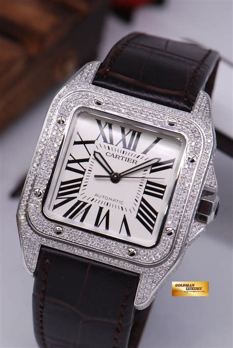 cartier santos 100 diamond xl|cartier santos 100 xl price.